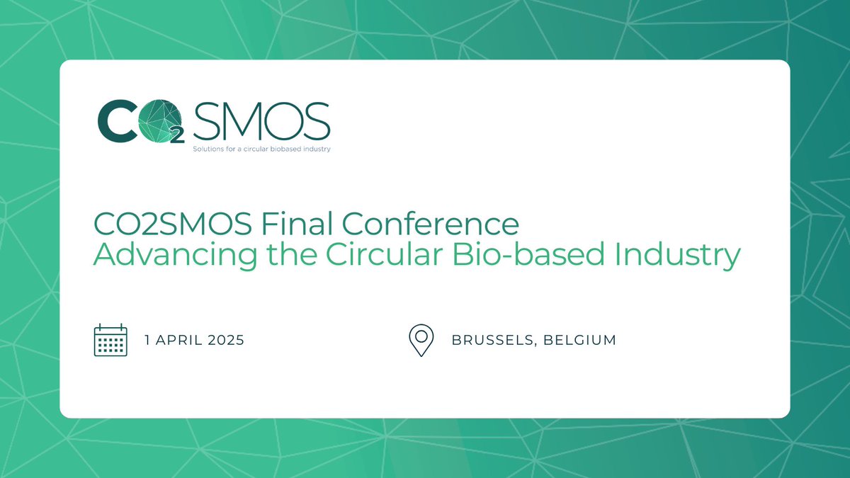 Join us on April 1st in Brussels for the #CO2SMOS Project Final Conference! Discover the results of the 4-year research and how #CO2-based commodities &amp; #bioplastics are shaping the future of circular bio-based industries. 🌱

📍 CSIC Delegation, Brussels
🕤 9:30 AM – 3:00 PM