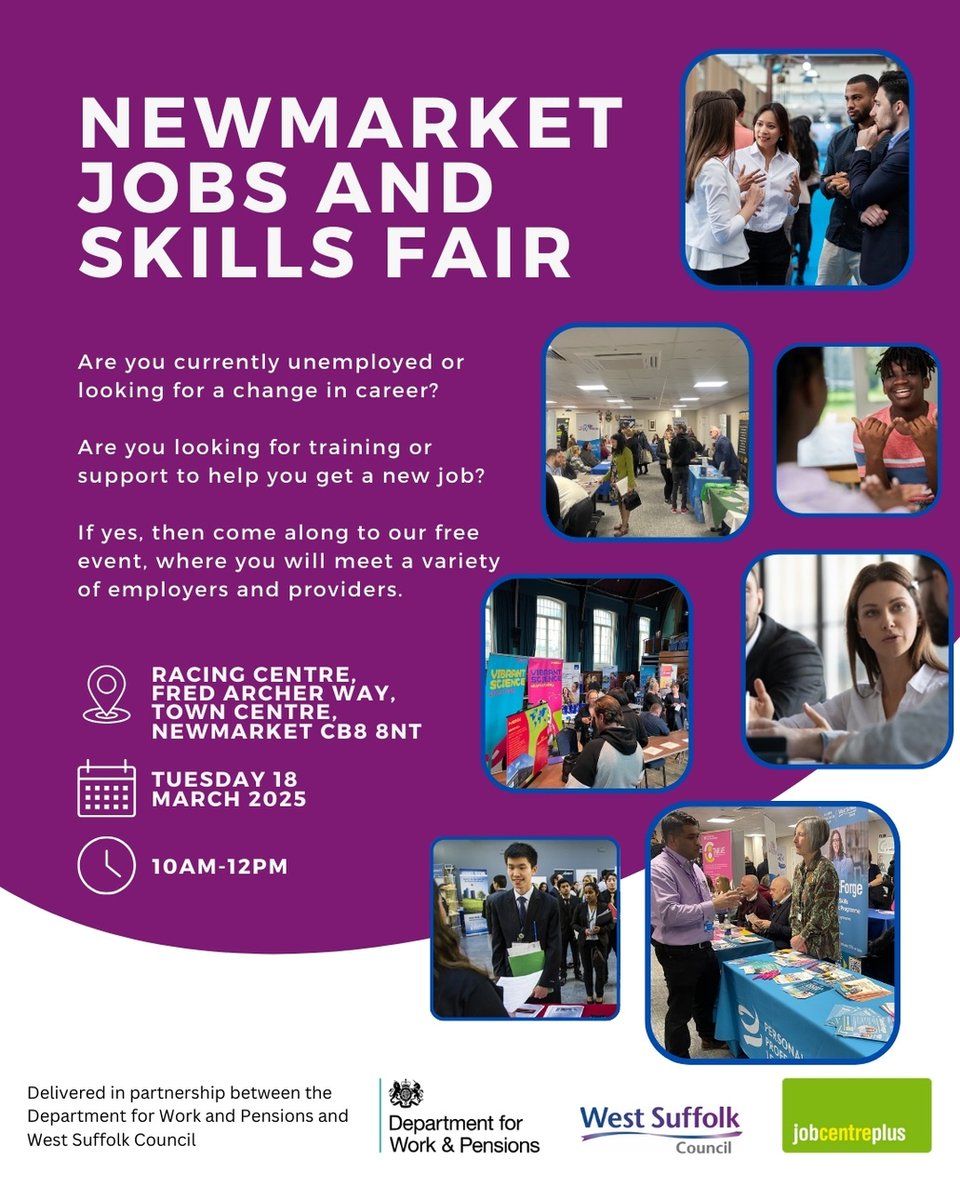 Multiply Suffolk (@multiplysuffolk) on Twitter photo Lisa will be at the Jobs Fair in Newmarket today 10am-12pm. If you would like to explore how upskilling in numeracy can support you into employment pop along today.
<a href="/West_Suffolk/">West Suffolk Council</a>
<a href="/DWP_EastAnglia/">JCP East Anglia DM</a> Lisa will be at the Jobs Fair in Newmarket today 10am-12pm. If you would like to explore how upskilling in numeracy can support you into employment pop along today.
<a href="/West_Suffolk/">West Suffolk Council</a>
<a href="/DWP_EastAnglia/">JCP East Anglia DM</a>