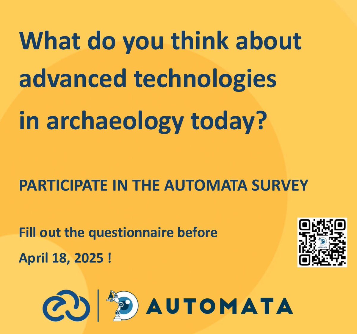 ARIADNE_RI's tweet image. AUTOMATA has launched a survey on the use, perception & future expectations of 3D modelling, non-destructive archaeometry, AI and robotics in archaeology to guide ECCCH tool development.
Access the survey on the AUTOMATA website: automata-eccch.eu/news-events/su…
#EchoesEccch #AUTOMATA
