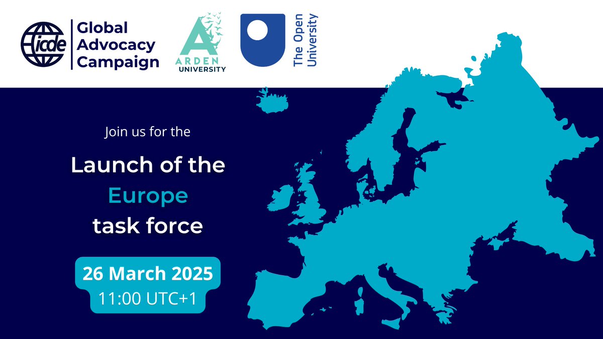 Are you passionate about making European higher education more inclusive, scalable and sustainable? 

Join us as we launch our Europe Task Force of the ICDE Global Advocacy Campaign! 🌍✨

📅 26 March 2025
⏰ 11:00-12:30 UTC+1

🔗 Find out more &amp; register: icde.org/event/join-our…