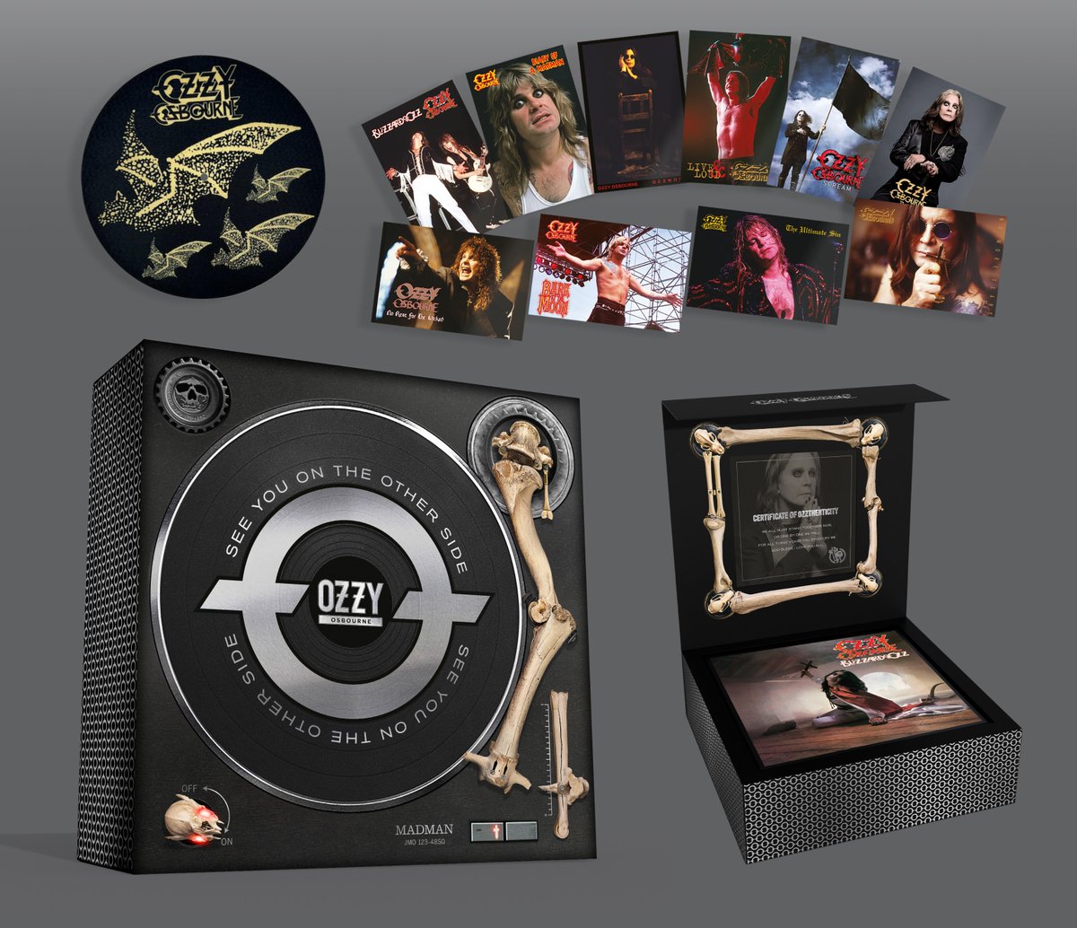 Ozzy Osbourne’s complete solo vinyl collection returns!⚡️'See You On the Other Side v2.0' drops in an ultra-limited black vinyl box set—18 albums, rare B-sides, a gold bat slipmat, vintage posters &amp; a certificate of Ozzthenticity.

pre-order now 👉 ow.ly/3PY850VhYwH