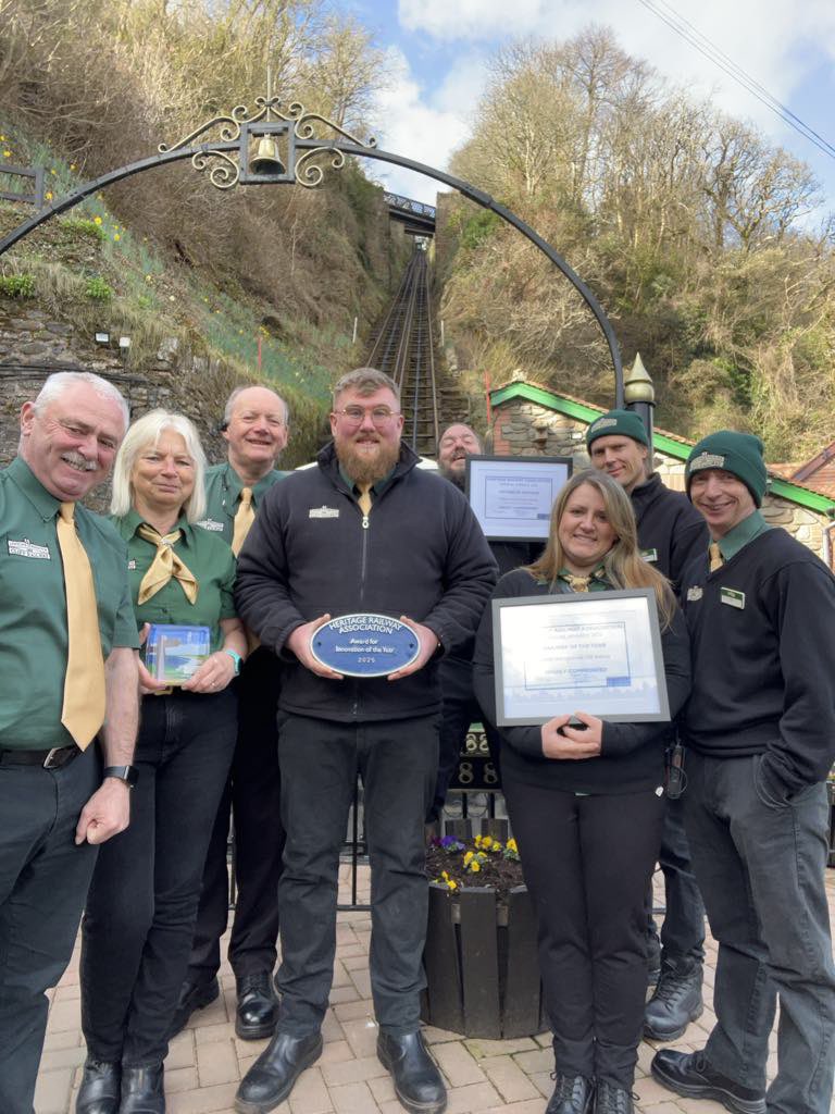 WINNERS of the ‘Innovation of the Year’ category at the Heritage Railway Association (HRA) awards 2025 &amp; HIGHLY COMMENDED in ‘Railway of the Year’ &amp; ‘Station of the Year’ categories! A win for the team at Lynton &amp; Lynmouth Cliff Railway <a href="/DevonTopDaysOut/">Devon's Top Attractions</a> <a href="/Devon_Hour/">#DevonHour</a> <a href="/ExmoorNews/">Exmoor News</a>