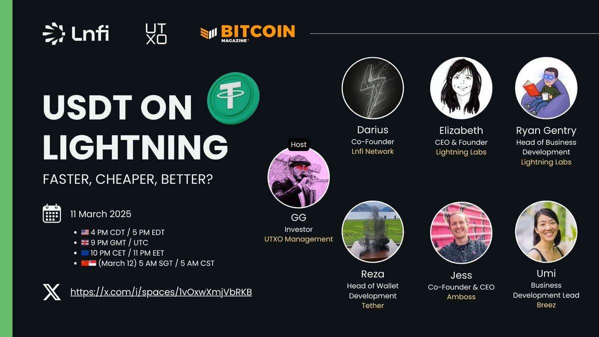 🔥 Top minds in Bitcoin &amp; Lightning— <a href="/lightning/">Lightning Labs⚡️🌐</a> <a href="/Tether_to/">Tether</a> <a href="/LnfiNetwork/">Lnfi Network</a> <a href="/Breez_Tech/">Breez ⚡</a> <a href="/ambosstech/">AMBOSS ⚡</a> —dropped alpha on USDT on Lightning, Taproot Assets, &amp; Bitcoin’s financial revolution.

Missed it? We got you.

Full Transcript (English &amp; 中文)
English: linky.quest/usdtlneng
