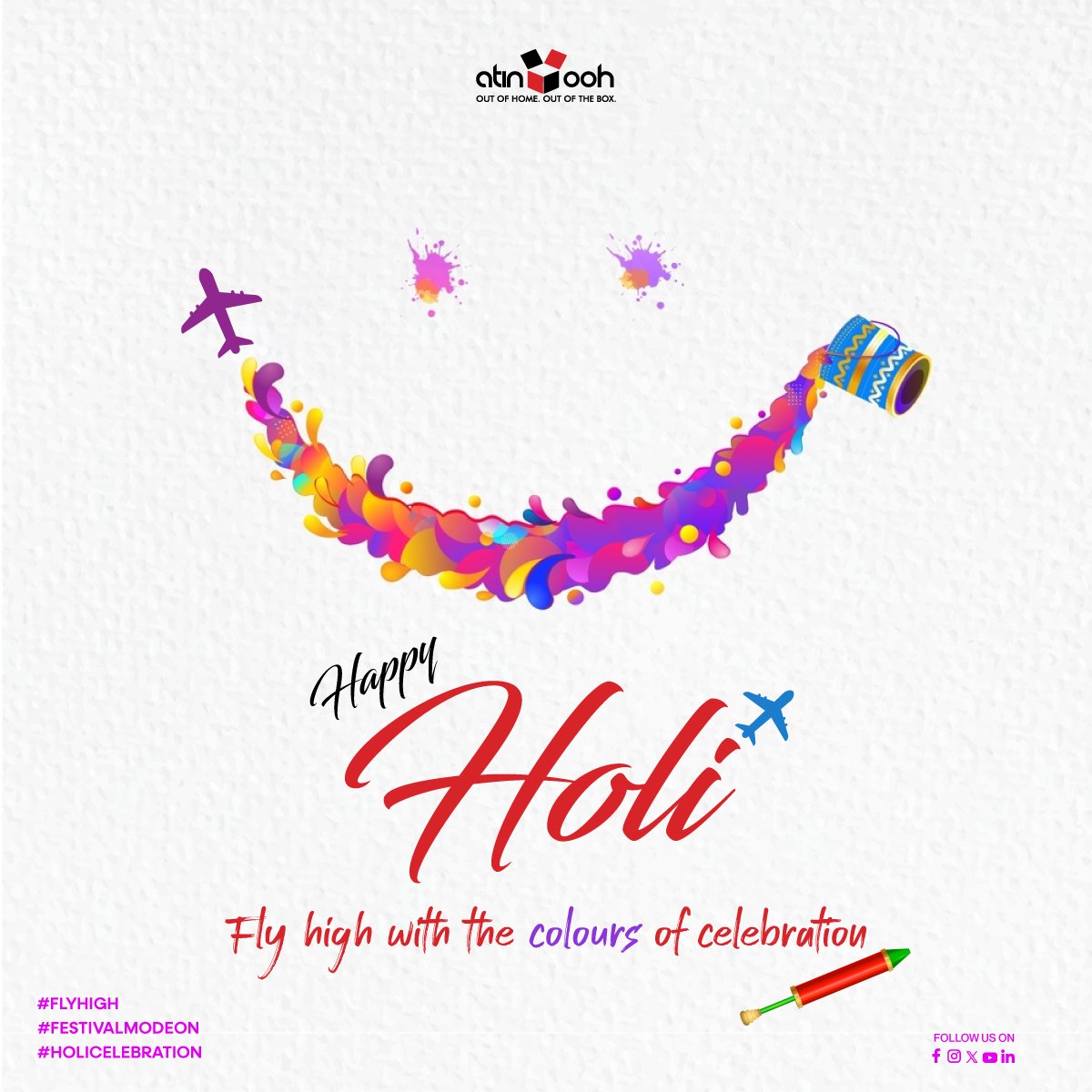 Atin_OOH's tweet photo. This Holi, soar like never
before, spreading the colors of creativity across the skies of innovation. Reach new heights with your dreams!!
#Holi2025 #CreativeInnovation
#Branding #FlyHigh
#ColorsOfCreativity #DreamBig
#lnnovateWithHoli
#AtinOOH https://t.co/mNF5tQ4X7Z