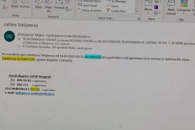 Nema dojava, samo naređenje?