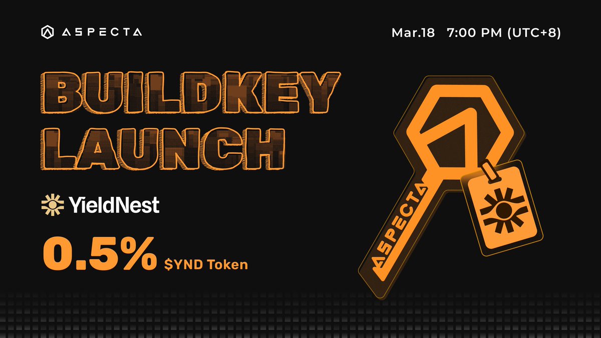 🔑 The <a href="/YieldNestFi/">YieldNest</a> BuildKey launches on Mar 18!

YieldNest is a next-generation DeFi protocol, incubated at <a href="/BNBCHAIN/">BNB Chain</a> MVB 8 program. It has raised $5.2M from <a href="/Faculty__Group/">Faculty Group</a>, <a href="/BackedVC/">BACKED 🏴</a> &amp; others.

0.5% of the $YND token allocated for fair launch &amp; valuation discovery. Details: