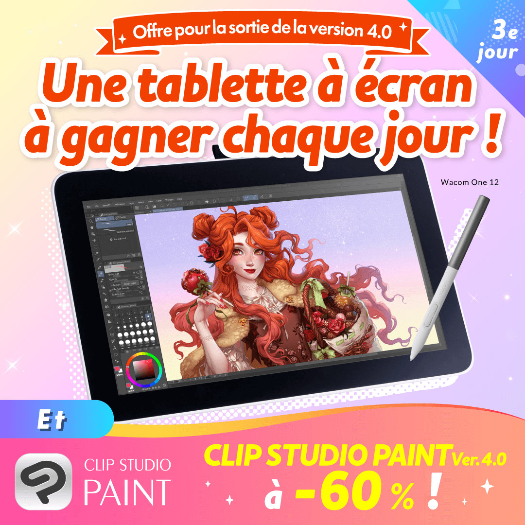 clipstudiopaint's tweet image. Une tablette à écran à gagner chaque jour !
Jour 3✨

Suivez &amp;amp; repostez pour participer.
Jusqu'au 18/03, 8h00 (GMT).
Participez sur X, Instagram et Facebook pour augmenter vos chances !

clipstudio.net/promotion/give…