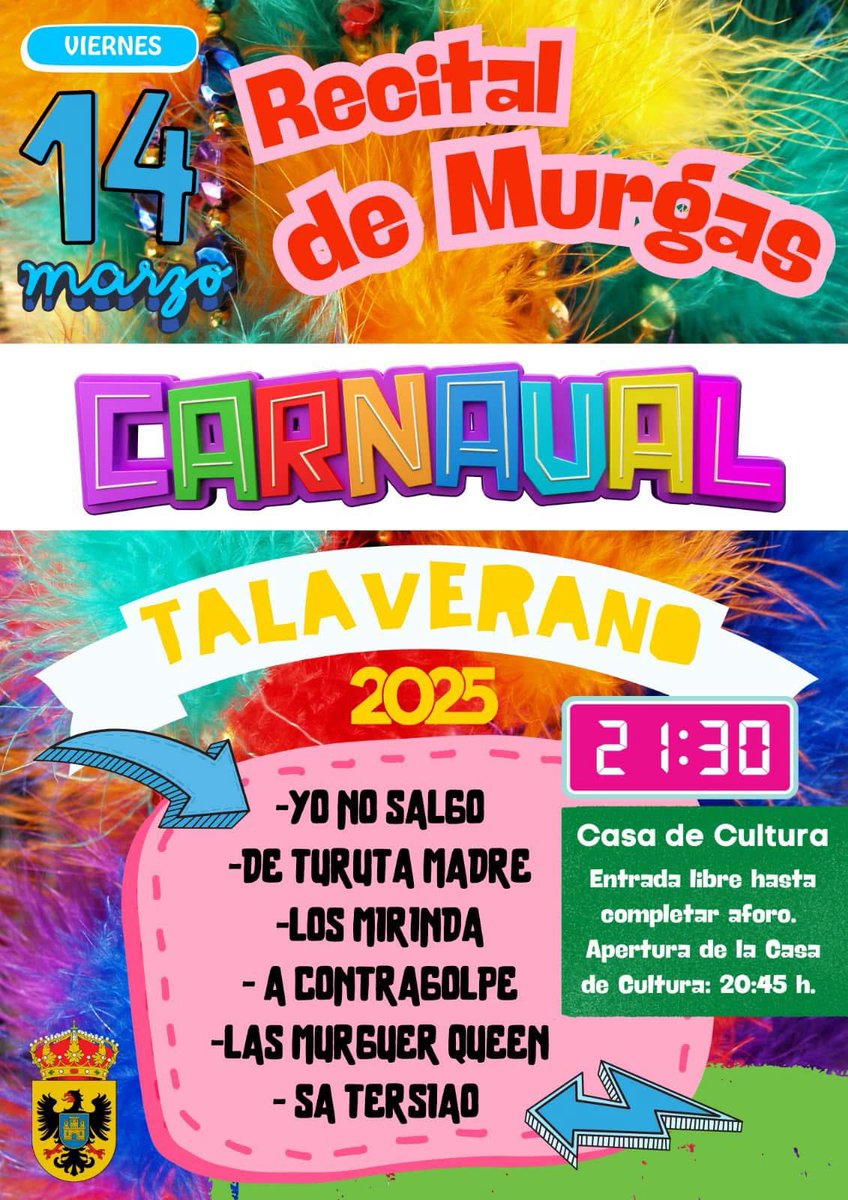 Hoy volvemos con nuestra ironía, nuestra forma de hacer carnaval y con nuestra guasa inmortal en Talavera la Real. Allí nos vemos. Ya van quedando menos actuaciones, pero las que quedan, a disfrutarlas.