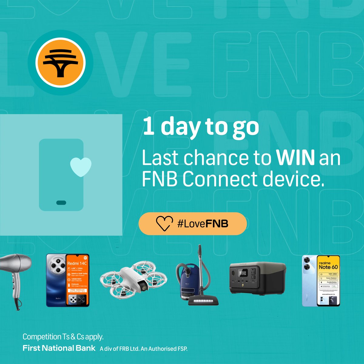 FNBSA's tweet photo. Fam, don't miss your chance to win that Connect device you've been eyeing. 👀😍 Remember to watch the GIF on our pinned post, guess which device is available on the Connect shop and you could win it. 👉 𝗥𝗘𝗣𝗟𝗬 with your answer using #LoveFNB and #FNBConnect to enter. 😎 https://t.co/RoNiKxhUm2