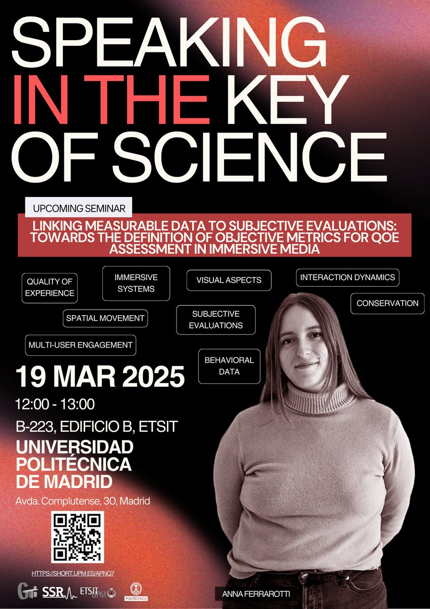 GTI_Dem-3DTV (@gti_dem3dtv) on Twitter photo #SpeakingInTheKeyOfScience Join us for the second session exploring QoE in immersive media! March 19, 2025 | <a href="/telecoupm/">ETS de Ingenieros de Telecomunicación - UPM</a> | Anna Ferrarotti. Don't miss it! #SpeakingInTheKeyOfScience #GTIEvents #GTIResearch #GTISeminars #AI #ComputerVision #QoE #Immersive <a href="/La_UPM/">Universidad Politécnica de Madrid</a> #SpeakingInTheKeyOfScience Join us for the second session exploring QoE in immersive media! March 19, 2025 | <a href="/telecoupm/">ETS de Ingenieros de Telecomunicación - UPM</a> | Anna Ferrarotti. Don't miss it! #SpeakingInTheKeyOfScience #GTIEvents #GTIResearch #GTISeminars #AI #ComputerVision #QoE #Immersive <a href="/La_UPM/">Universidad Politécnica de Madrid</a>