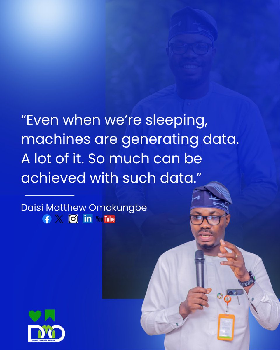 DaisiOmokungbe's tweet image. “Even when we’re sleeping, machines are generating data. A lot of it—so much can be achieved with such data.”
DMO.
#Data
#MachineData
#DataGeneration
#DataAnalytics
#Insights