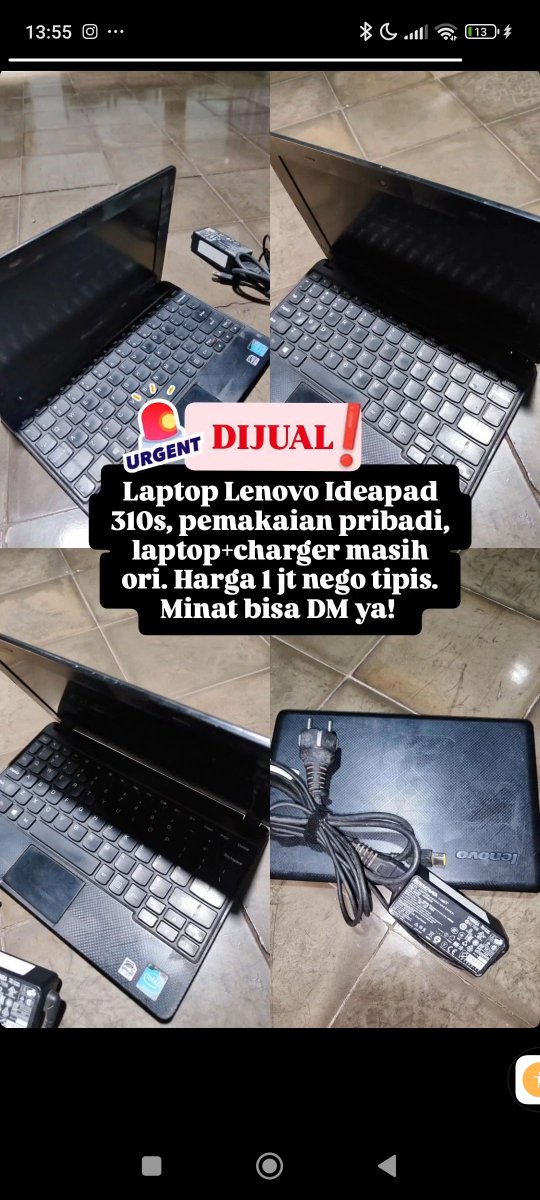 0510Yoga's tweet image. Jual bisa 800rb nego tipis, Laptop Lenovo Ideapad 310s- slim tipis 12 inch. Laptop no minus, hanya keyboard tidak bisa 3 huruf, charger kotak masih Ori, pembelian sendiri, minat hubungi DM aja. #zonauang #laptopsecond #juallaptop #barangsecond