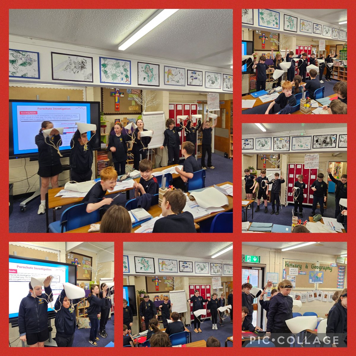 StEdwards_C4's tweet image. Class 4 have investigated the effects of air resistance by making their own parachutes. #stedwardsscience