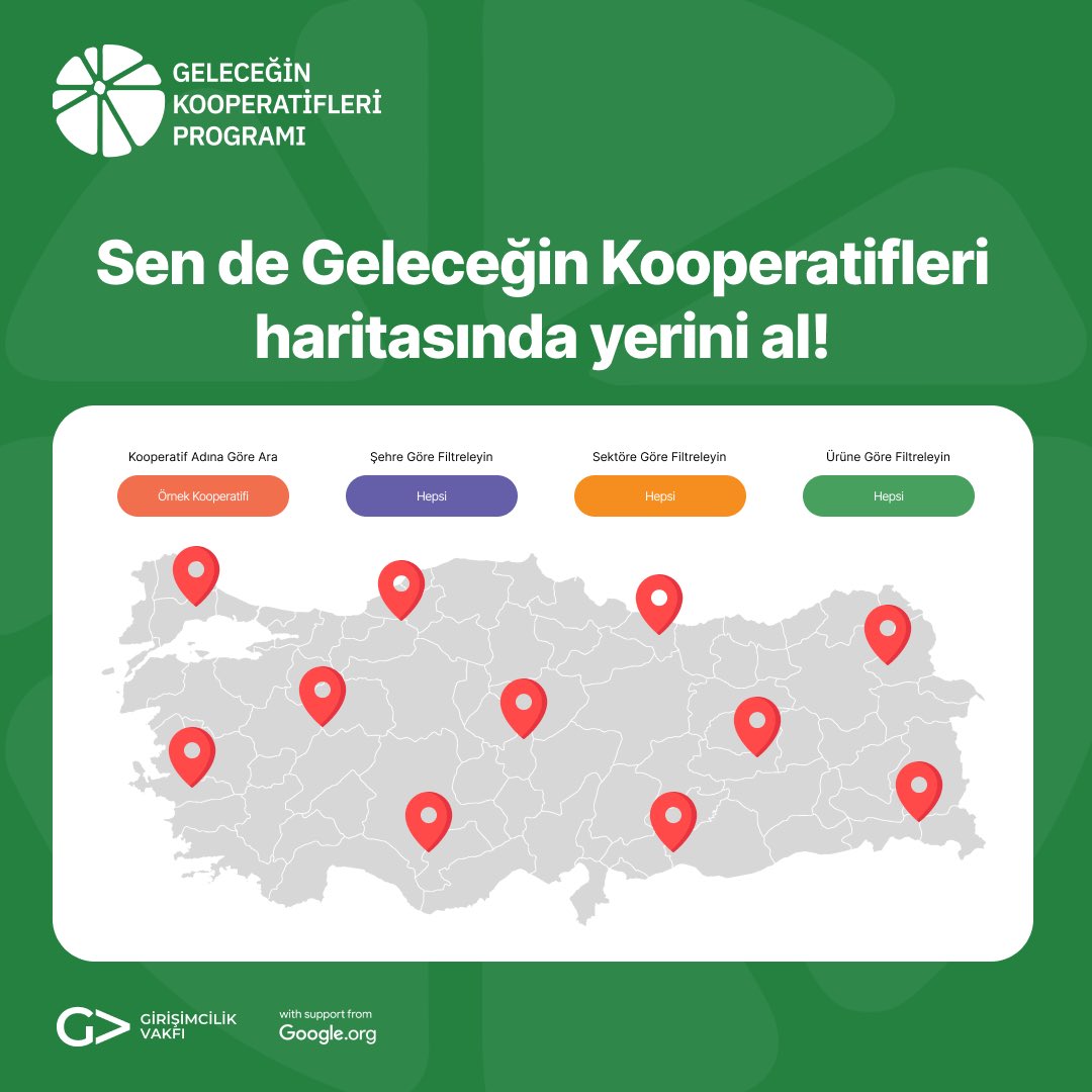 Türkiye'nin her yerinden ağımıza katılan kooperatifleri görmek ve ürün ve hizmetleriyle ilgili bilgi almak için Kooperatif Haritasına göz atın! Eğer siz de kooperatifinizle ağımıza katılmak isterseniz web sitemizi ziyaret edebilirsiniz 📍