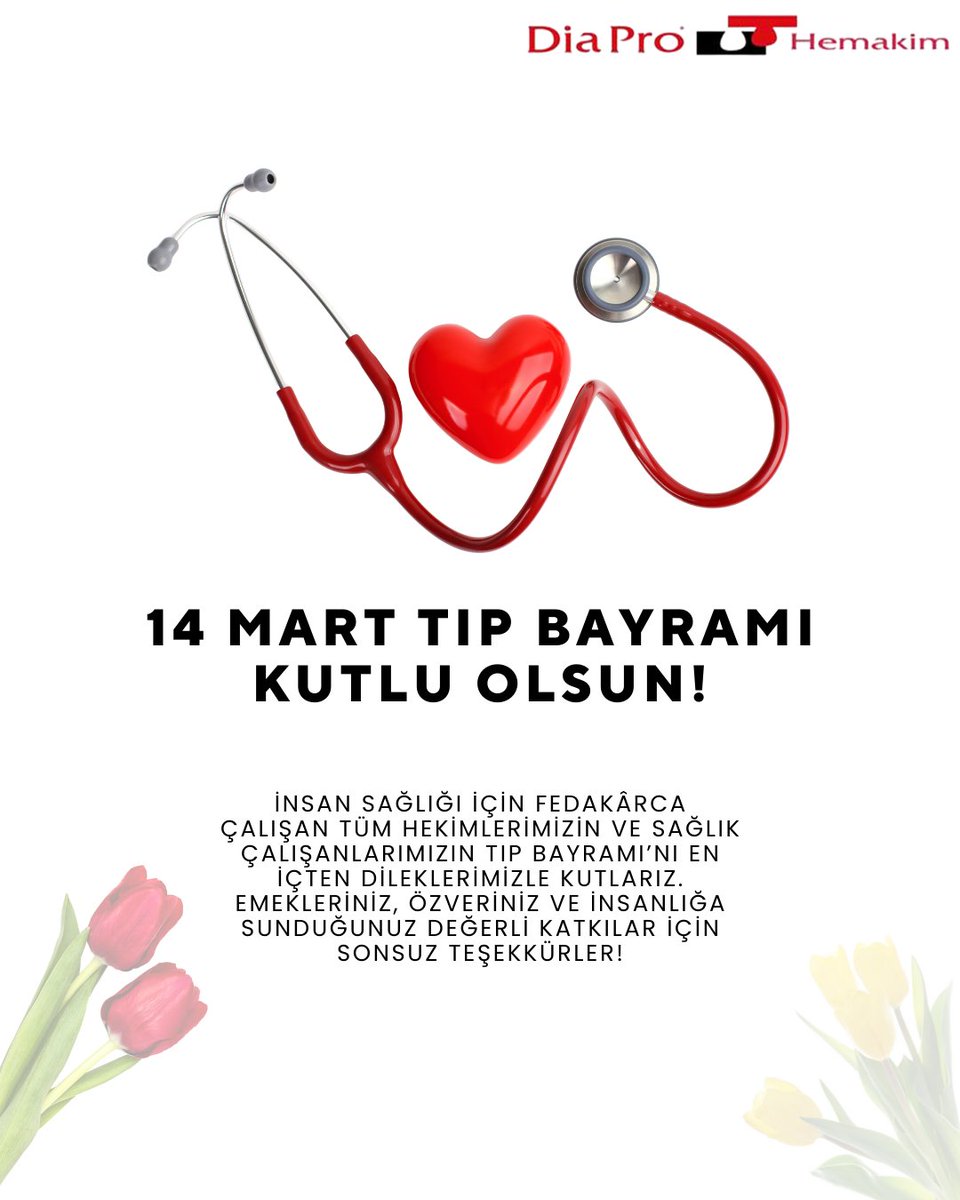 Dia Pro &amp; Hemakim ailesi olarak, bünyemizde ve tüm sağlık camiasında büyük bir özveriyle çalışan hekimlerimizin ve sağlık çalışanlarımızın 14 Mart Tıp Bayramı’nı en içten dileklerimizle kutluyoruz. İnsan hayatına dokunan, umut ve sağlık veren emekleriniz için sonsuz teşekkürler!
