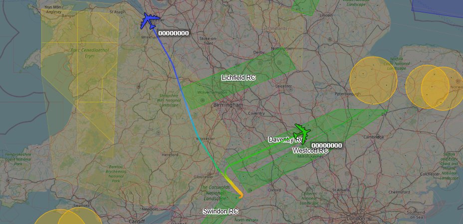 Andyyyyrrrr's tweet photo. 08:48 LEFTY 11-12 flt x2 USAF B-52/H Stratofortress's
Departing from RAF Fairford for a #BTF Sortie
11 Currently Heading through the Daventry Corridor While 12 Is heading Northbound.

#LEFTY12 Has Requested Waypoint #ATSIX. (So this is the End of #BTF 25-2?)

T: 60-0023, 60-0037 https://t.co/IOQEQ6aU97