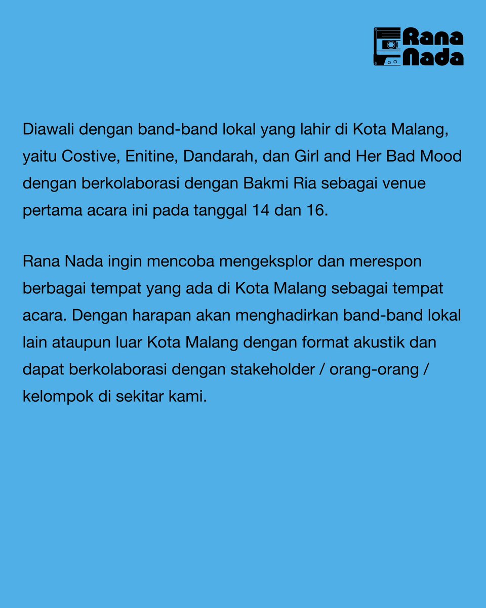 [Senang Sedih Kolektif x Batas Frekuensi Present]

Costive
Enitine
Dandarah
Girl and Her Bad Mood

14 &amp; 16 Maret 2025
at Bakmi Ria

Come at 16.00 and it’s FREE‼️