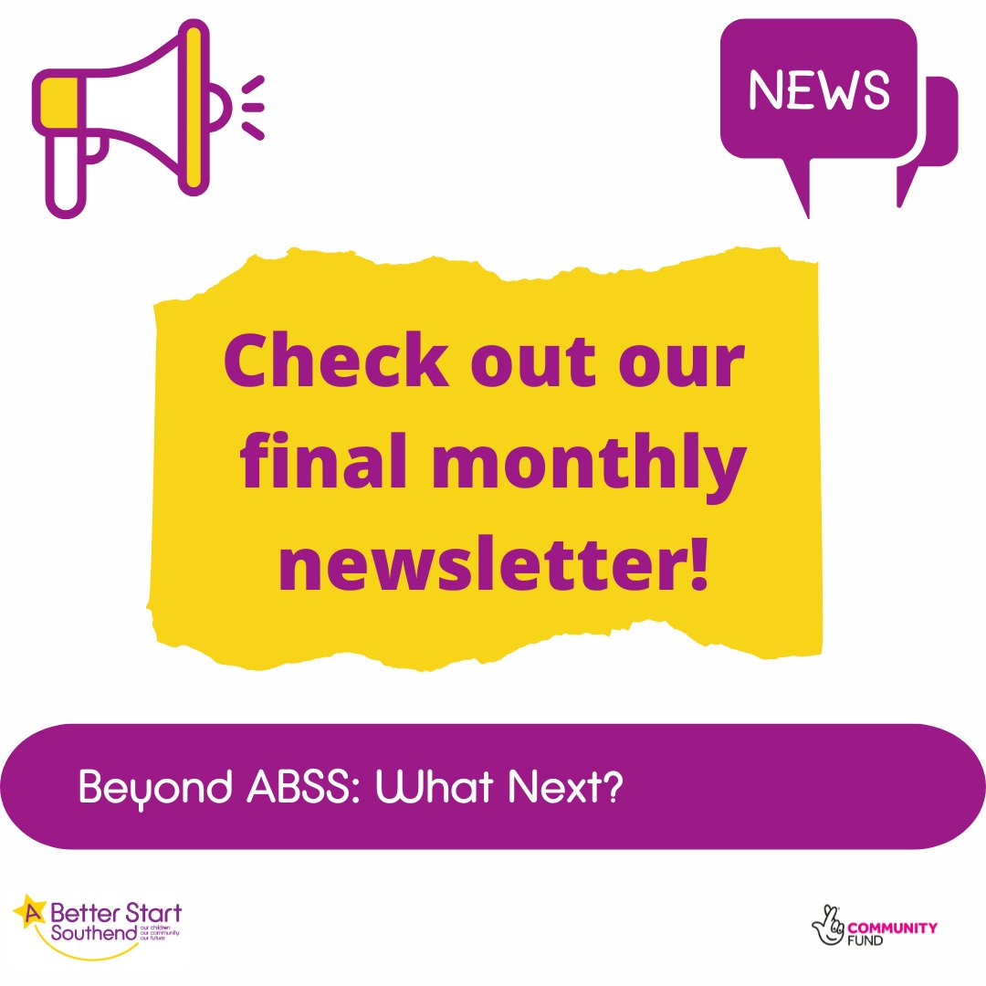 A Better Start Southend (@abssouthend) on Twitter photo Our last monthly newsletter will be sent out tomorrow!
We have lots to share including future newsletter options from April. Stay tuned though as we will share updates about ABSS impact up until the end of July.
<a href="/CityFamilyCIC/">City Family</a>
#ABetterStartSouthend #BeyondABSS Our last monthly newsletter will be sent out tomorrow!
We have lots to share including future newsletter options from April. Stay tuned though as we will share updates about ABSS impact up until the end of July.
<a href="/CityFamilyCIC/">City Family</a>
#ABetterStartSouthend #BeyondABSS