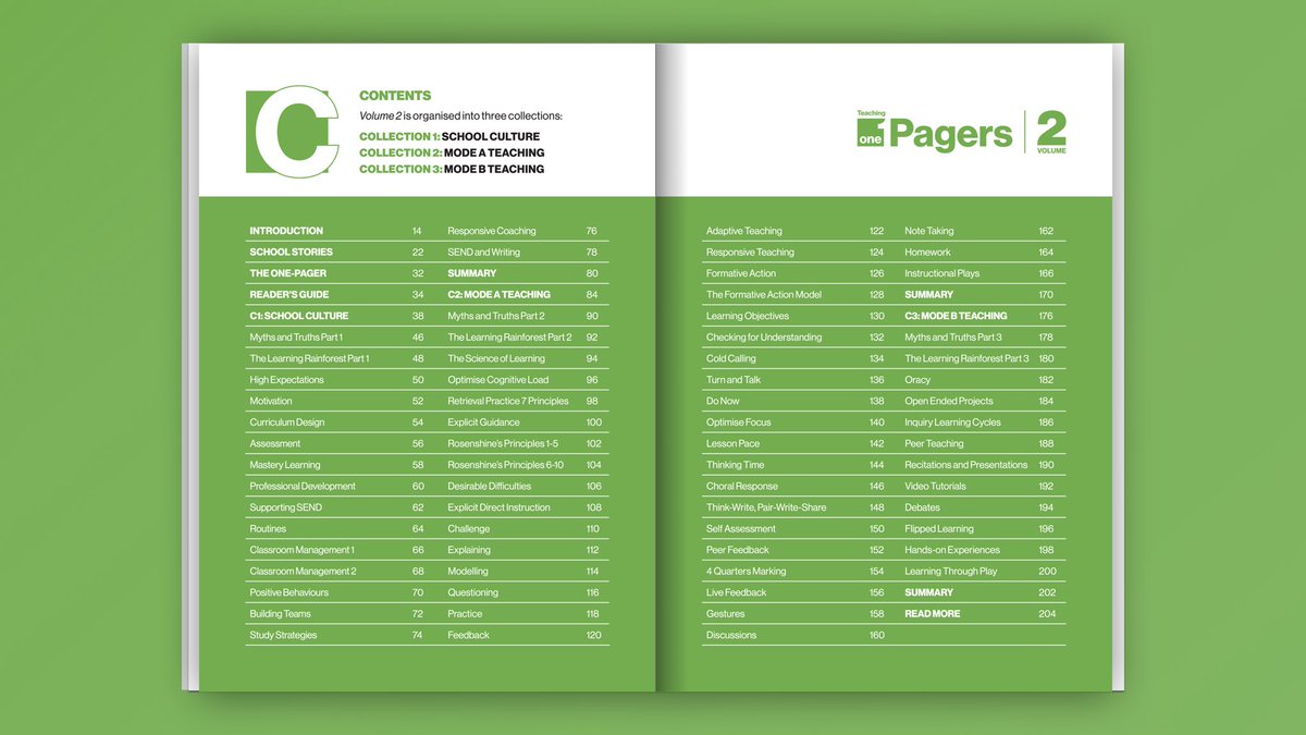 📗 PREVIEW! Fancy a first look at the contents page of Teaching One-Pagers 2? It’s packed with evidence-informed wisdom, strategies to boost your teaching and insights to build your professional knowledge. Take a look and let me know which one grabs your attention.

🇬🇧 PRE-ORDER: