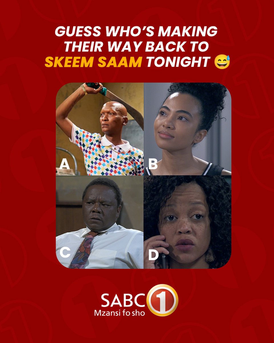 Official_SABC1's tweet image. Your fave is making their way back to Skeem Saam tonight. Can you guess who it is?  😅#MzansiFosho #SkeemSaam