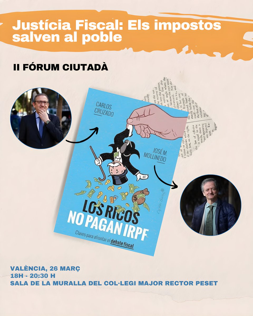 La nostra democràcia requereix un sistema fiscal suficient, però també just⚖️.

Carlos Cruzado i José María Mollinedo, president i secretari general de Gestha, abordaran les claus del debat fiscal espanyol en el II FÒRUM.

#ElsImpostosSalven ❤️‍🩹

Anota't👉forms.gle/ae6kp1uaYQbgo5…