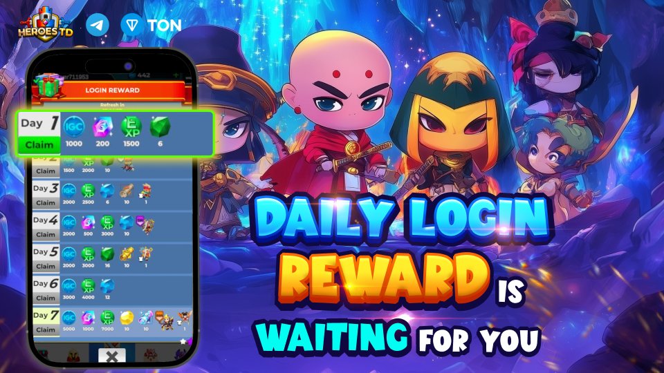 ⚔️  Hey Warriors!

⌛ Start your day by logging into HeroesTD! Your Daily Login Reward is waiting for you.
The battlefield never sleeps, and neither should your rewards! 🎁

🔥 Log in to battle and claim your reward NOW! 🔥

💎 Web HeroesTD (heroestd.io)
💎