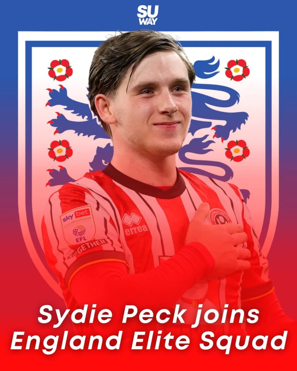 SheffUnitedWay's tweet photo. Sydie Peck has been called up to the England Elite Squad for the upcoming international break where he will be available to face Switzerland 🇨🇭 and Portugal 🇵🇹.

Congratulations @sydiepeck8 👏

#sufc #SheffieldUnited #Blades #UTB #younglions https://t.co/7DGrOjFKRu