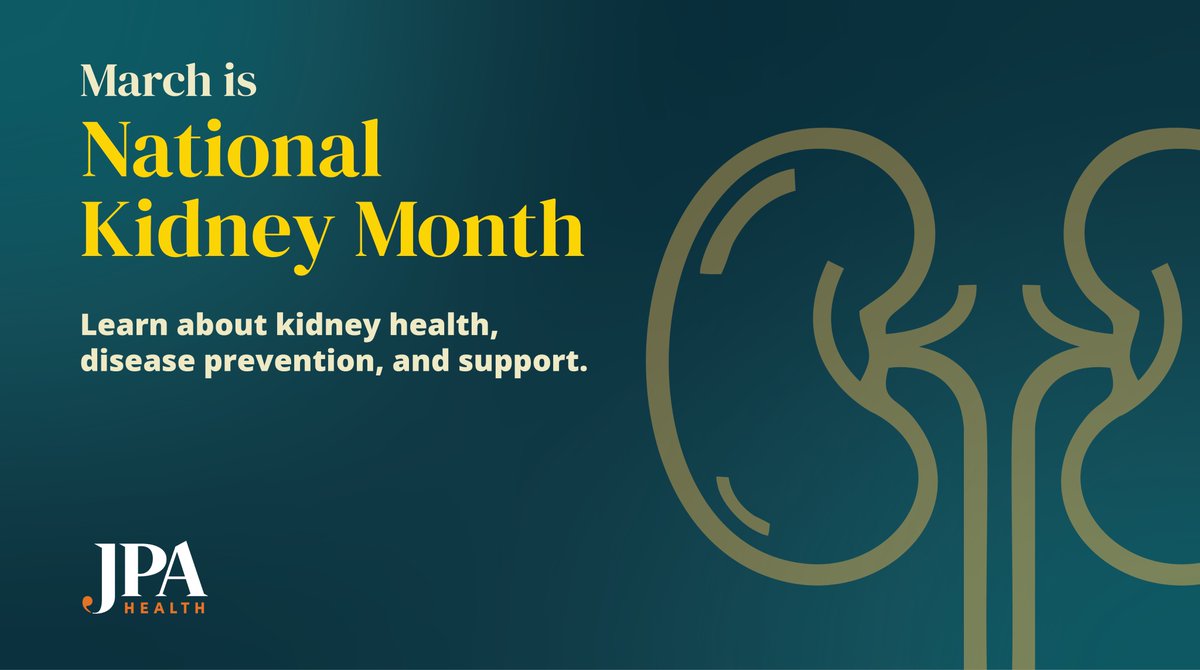 JPA Health (@jpahealthcomm) on Twitter photo March is #NationalKidneyMonth, a time to spotlight kidney disease—a condition affecting 1 in 7 American adults. JPA Health is proud to support the <a href="/KidneyFund/">American Kidney Fund</a>  in its mission to protect and empower those impacted. #KidneyHealth #LivingDonor #AKF #KidneyMonth #Advocacy March is #NationalKidneyMonth, a time to spotlight kidney disease—a condition affecting 1 in 7 American adults. JPA Health is proud to support the <a href="/KidneyFund/">American Kidney Fund</a>  in its mission to protect and empower those impacted. #KidneyHealth #LivingDonor #AKF #KidneyMonth #Advocacy