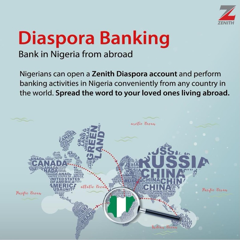 ZenithBank's tweet photo. Nigerians in Diaspora can Bank as if they are in the country.