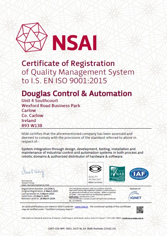 DouglasControl's tweet image. Congrats &amp;amp; well done to the entire team at Douglas for our recent recertification to ISO 9001:2015
A great validation of the commitment to quality from every member of the team 
Especially proud to earn certification that includes our Machine and Robotics Division based in Carlow