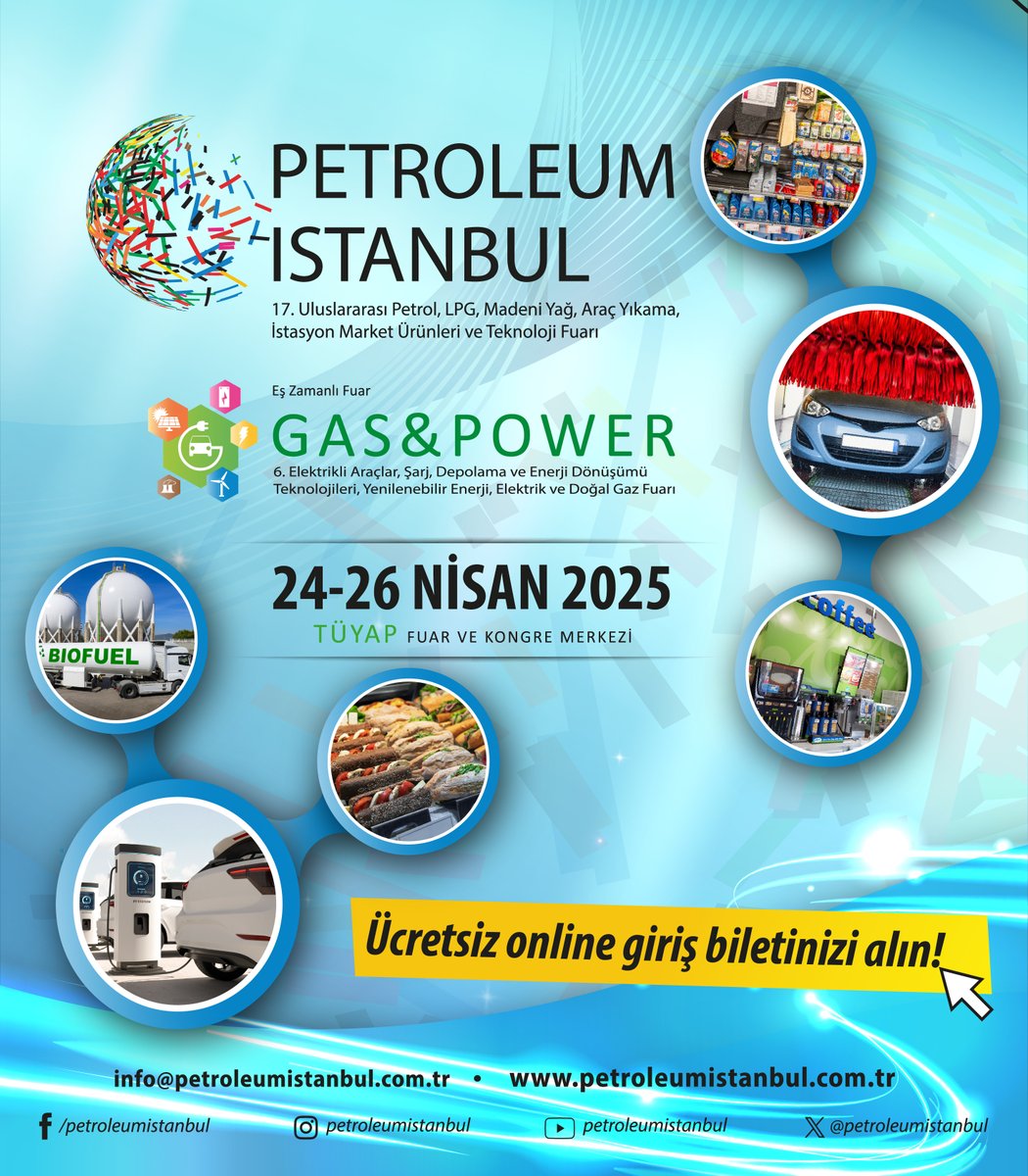 Petroleumist's tweet photo. Uluslararası Petroleum Istanbul Fuarı 2025 online ziyaretçi kayıtları devam ediyor!🚀
Yeni iş bağlantıları kurmak, sektördeki en son yenilikleri keşfetmek ve geleceğin enerji dünyasına yön vermek için bu büyük organizasyonda yerinizi alın.

Ücretsiz giriş biletinizi almak için hemen tıklayın. 
👉https://t.co/9fuxj534bu

#petroleumistanbul