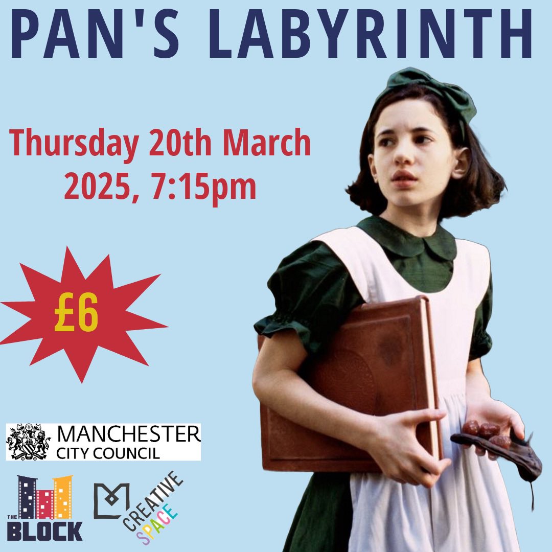 Our next screening is Pan’s Labyrinth. In 1944 Spain, a girl is sent to live with her stepfather. She meets a fairy who takes her to an old faun and tells her she's a princess, but must prove her royalty by surviving three gruesome tasks 🎬

Purchase tickets online or on the door