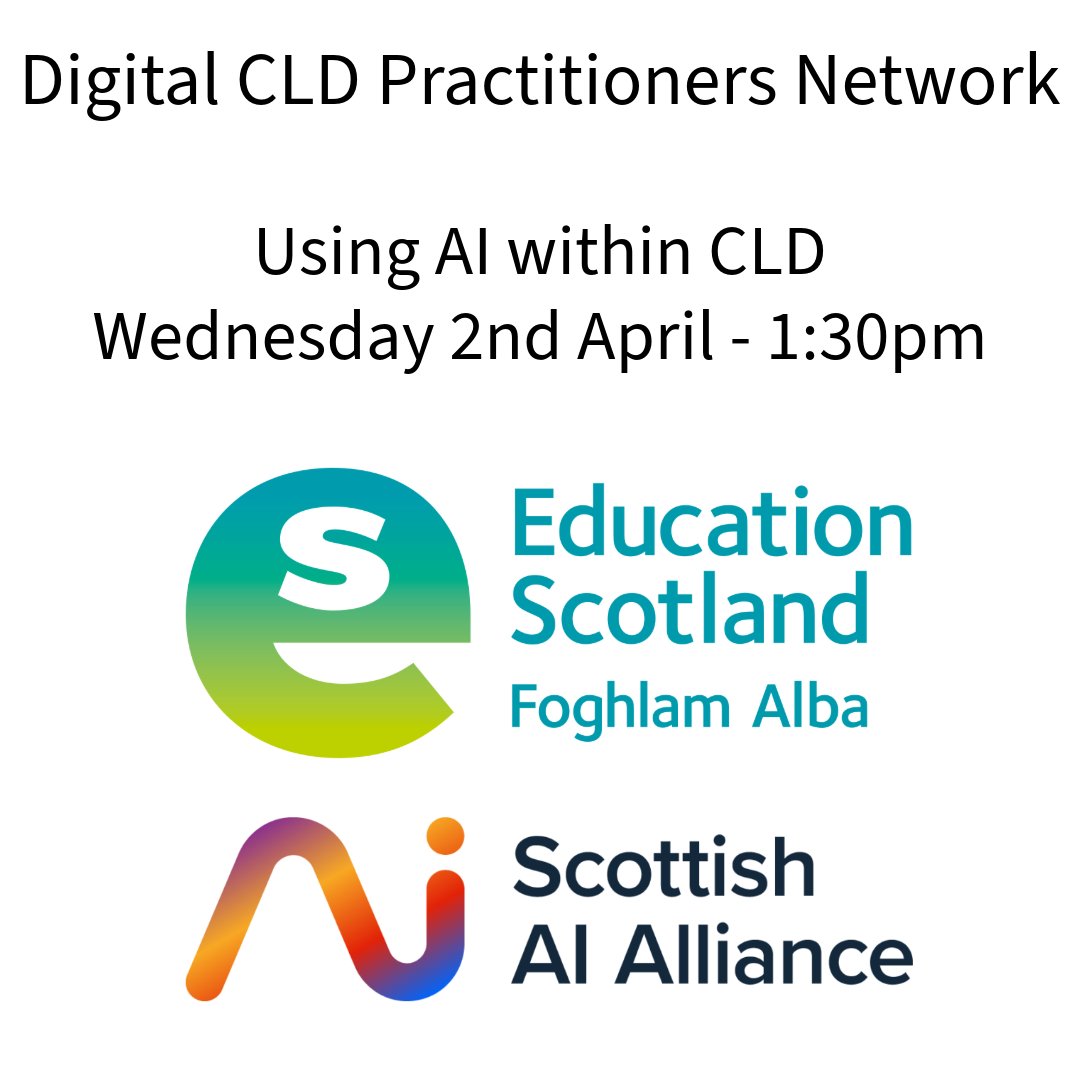 Just over two weeks to go! Come join us and the Scottish AI Alliance to see how AI can enhance your practice in CLD and improve outcomes for learners.
 
bit.ly/AIinCLD