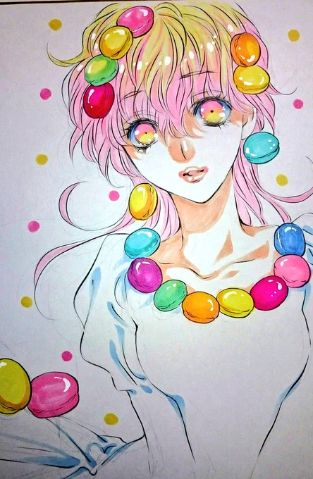 ホワイトデーなのでマカロン絵 