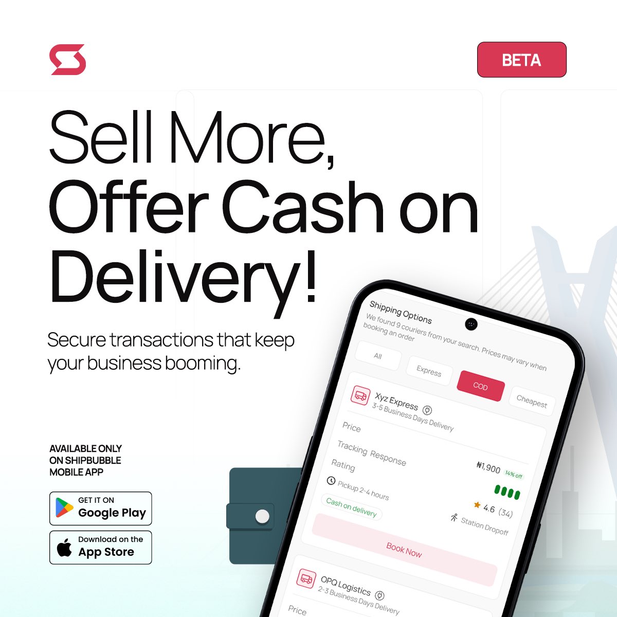 Exclusive Beta Testing Alert! 🚀 We’re introducing Cash on Delivery (COD) in Lagos, Download the mobile app and join the beta to enjoy COD with Shipbubble! #DownloadNow #GetTheApp