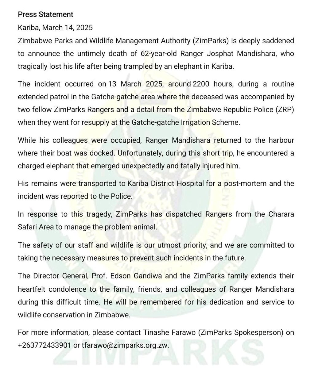 Condolences to our conservation hero....