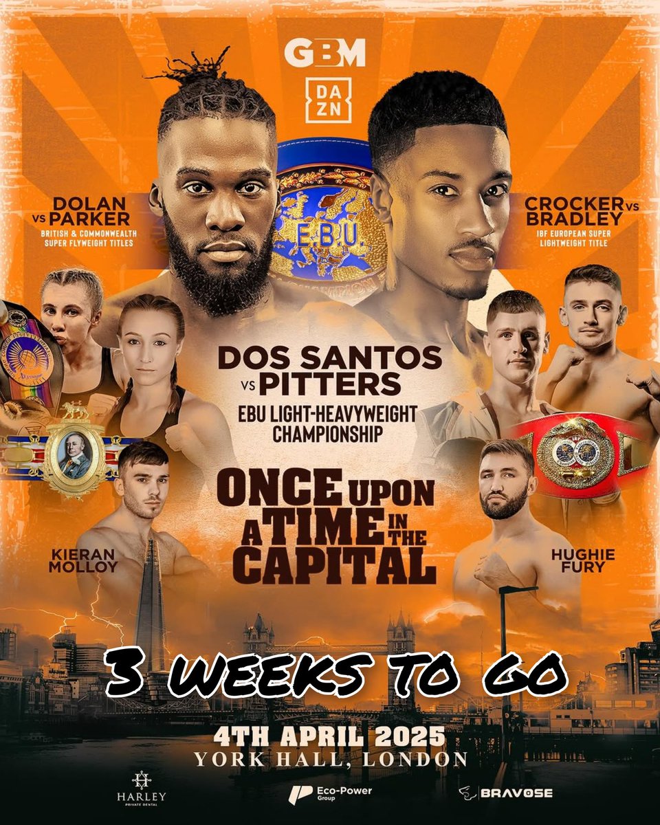 Boxing Tickets NI (@boxingticketsni) on Twitter photo 3 Weeks to go
<a href="/TBradleyBoxing/">Tiernan Bradley</a> challenges for his first pro title, as he takes on the unbeaten Ben Crocker for his IBF European Super lightweight title at York Hall, live on <a href="/DAZNBoxing/">DAZN Boxing</a>
<a href="/Kieranmolloy8/">Kieran molloy</a> also features on the card, no opponent as yet for him 3 Weeks to go
<a href="/TBradleyBoxing/">Tiernan Bradley</a> challenges for his first pro title, as he takes on the unbeaten Ben Crocker for his IBF European Super lightweight title at York Hall, live on <a href="/DAZNBoxing/">DAZN Boxing</a>
<a href="/Kieranmolloy8/">Kieran molloy</a> also features on the card, no opponent as yet for him