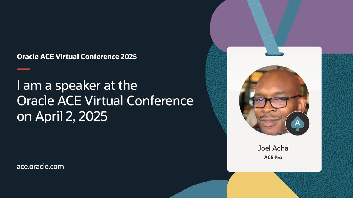 Joel Acha (@elffaranalytics) on Twitter photo 🚀 Excited to speak at the #OracleACE Virtual Conference on 📅April 2, 2025!
Join me as I explore how AI is revolutionising #OracleAnalytics in my session: “From SQL to Intelligent AI: The Future of Analytics.” 🔗apexadb.oracle.com/ords/r/tech/ca… 🚀 Excited to speak at the #OracleACE Virtual Conference on 📅April 2, 2025!
Join me as I explore how AI is revolutionising #OracleAnalytics in my session: “From SQL to Intelligent AI: The Future of Analytics.” 🔗apexadb.oracle.com/ords/r/tech/ca…