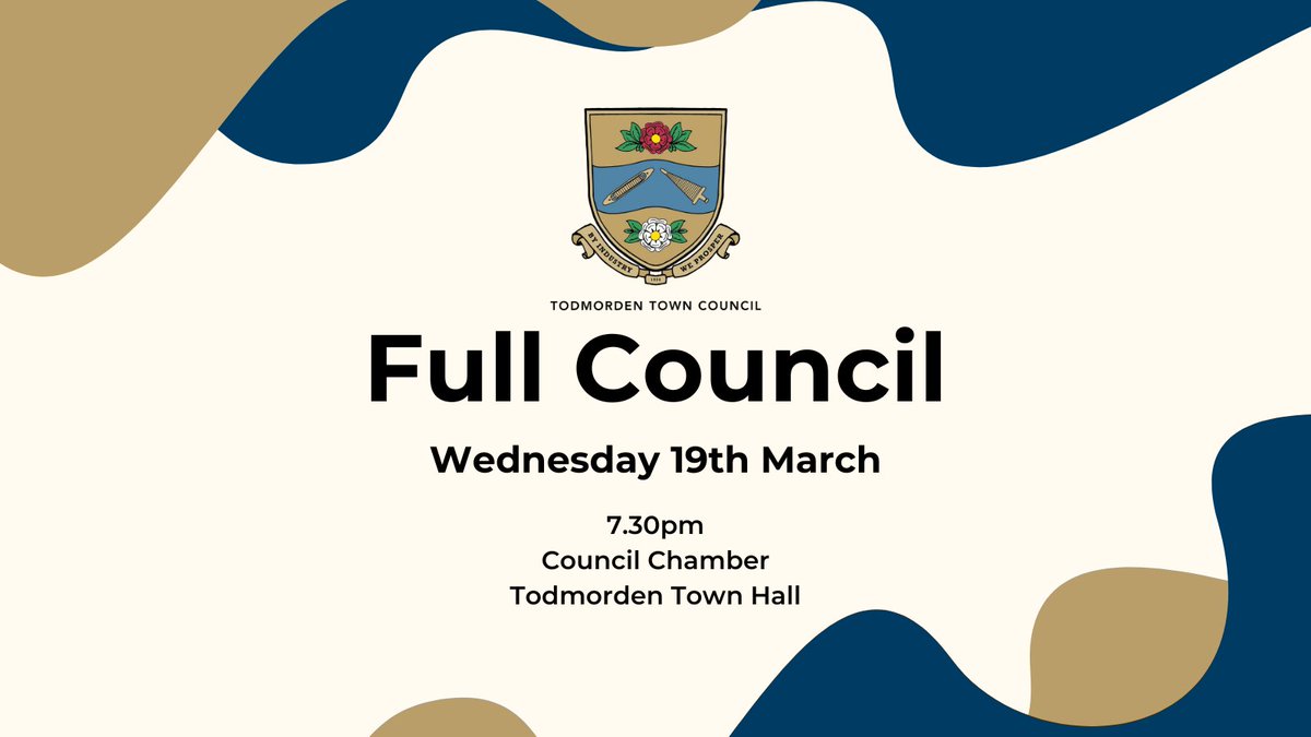 The agenda and papers for the Full Council meeting, on Wednesday 19th March, are available to view on our website  ---&gt; todmorden-tc.gov.uk/event/full-cou…