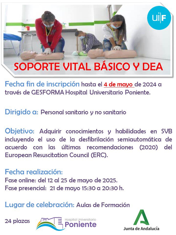 Formacion_HUPon's tweet photo. ¡¡ Apertura inscripción a curso !!
+ info: a través de #gesforma @HUniv_Poniente https://t.co/vSNSwVW4ui
