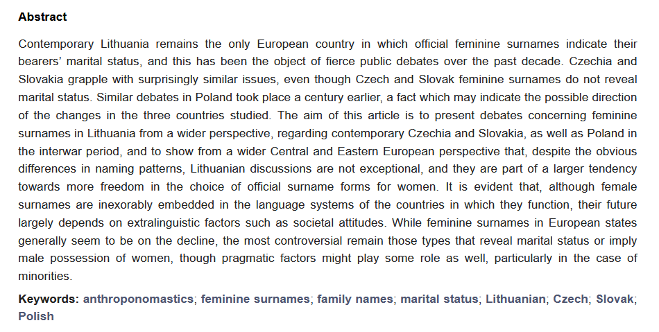 Recommend Reading‼️ 

*Lithuanian Feminine Surname Debates from a Central European Perspective*

More at 👉mdpi.com/2563882