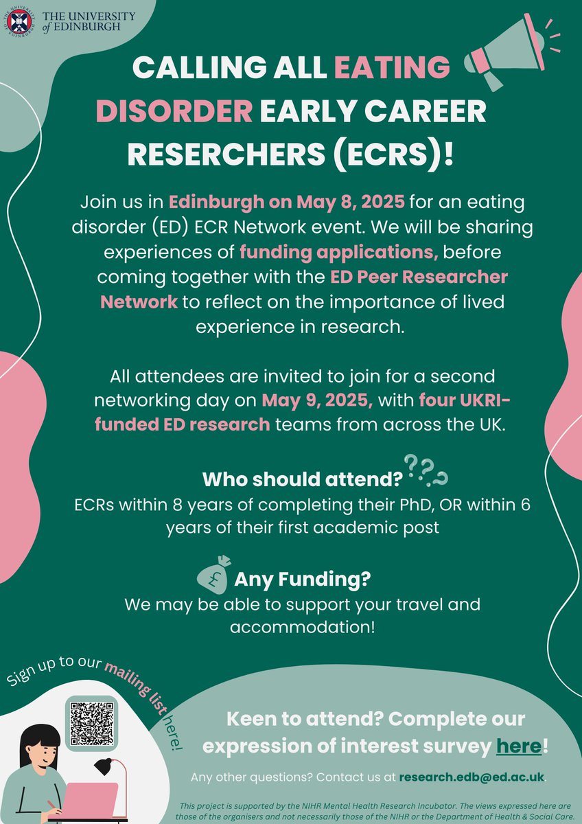 Dr Emy Nimbley (@emy_nimbley) on Twitter photo 💫In-person event on 8th May, focusing on funding applications and co-production with the ED Peer Researcher Network!
👥An optional second day networking event with 4 UKRI-funded ED research groups focusing on supporting ECRs.
✍️Register interest here: qualtricsxm8tn52zk86.qualtrics.com/jfe/form/SV_3l… 💫In-person event on 8th May, focusing on funding applications and co-production with the ED Peer Researcher Network!
👥An optional second day networking event with 4 UKRI-funded ED research groups focusing on supporting ECRs.
✍️Register interest here: qualtricsxm8tn52zk86.qualtrics.com/jfe/form/SV_3l…