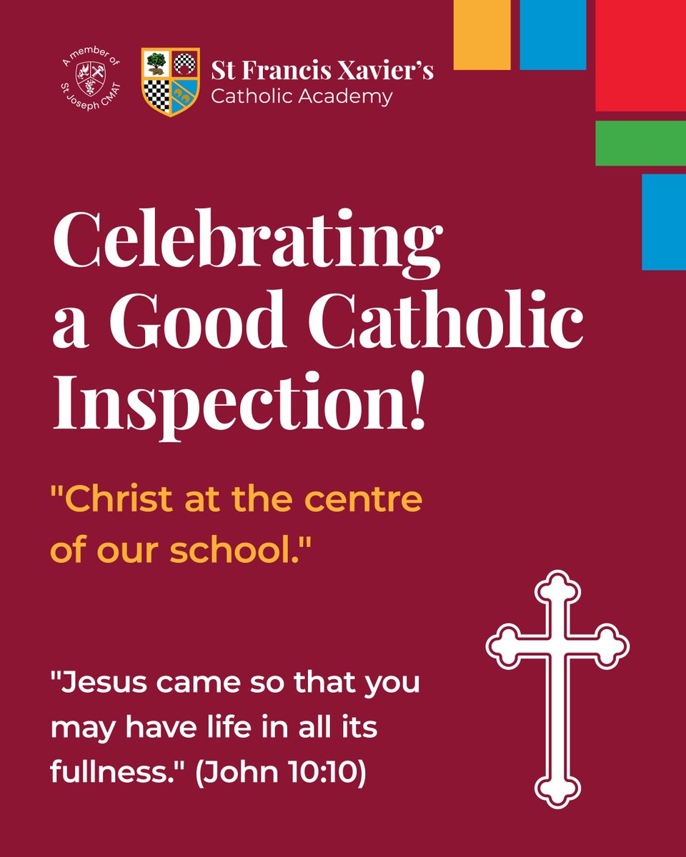 We’re thrilled to announce St. Francis Xavier’s Catholic Academy has achieved a “Good” rating in our recent Catholic Schools Inspectorate Report!

Our mission, shines through in our students’ faith, ambition, integrity, and respect. #CatholicEducation