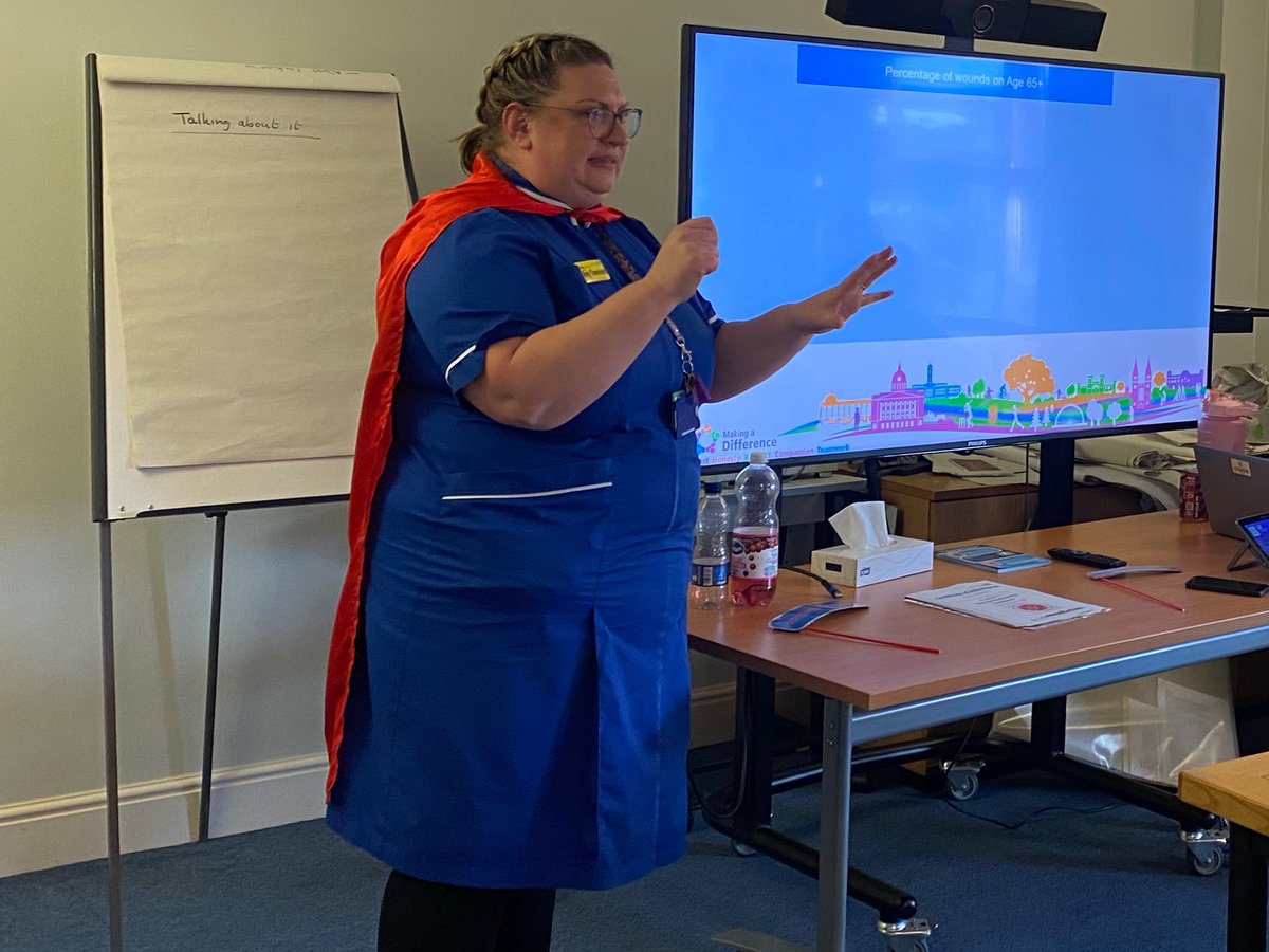 Busy day yesterday in the <a href="/NViability/">Nottinghamshire Healthcare Tissue Viability Team</a> team! Thanks to the 51 care home staff across Nottinghamshire who attended the TV training! Expertly delivered by Amy, TVN/ super nurse! 🦸‍♀️ <a href="/NHSNotts/">NHS Nottingham and Nottinghamshire</a>  👏👏👏