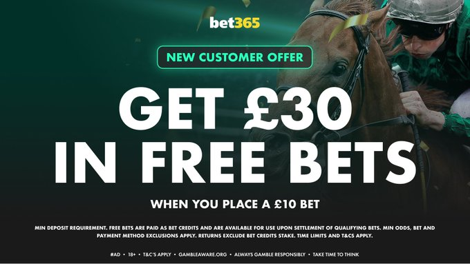 EnhancedOdds's tweet image. BET365 FREE BETS FOR FRIDAY  🤩 
Bet £10 - Get £30 IN FREE BETS 

Join HERE: bit.ly/Super-boost

New Customer Offer | T&amp;amp;C’s Apply | 18+ | Registration Required | GambleAware.org