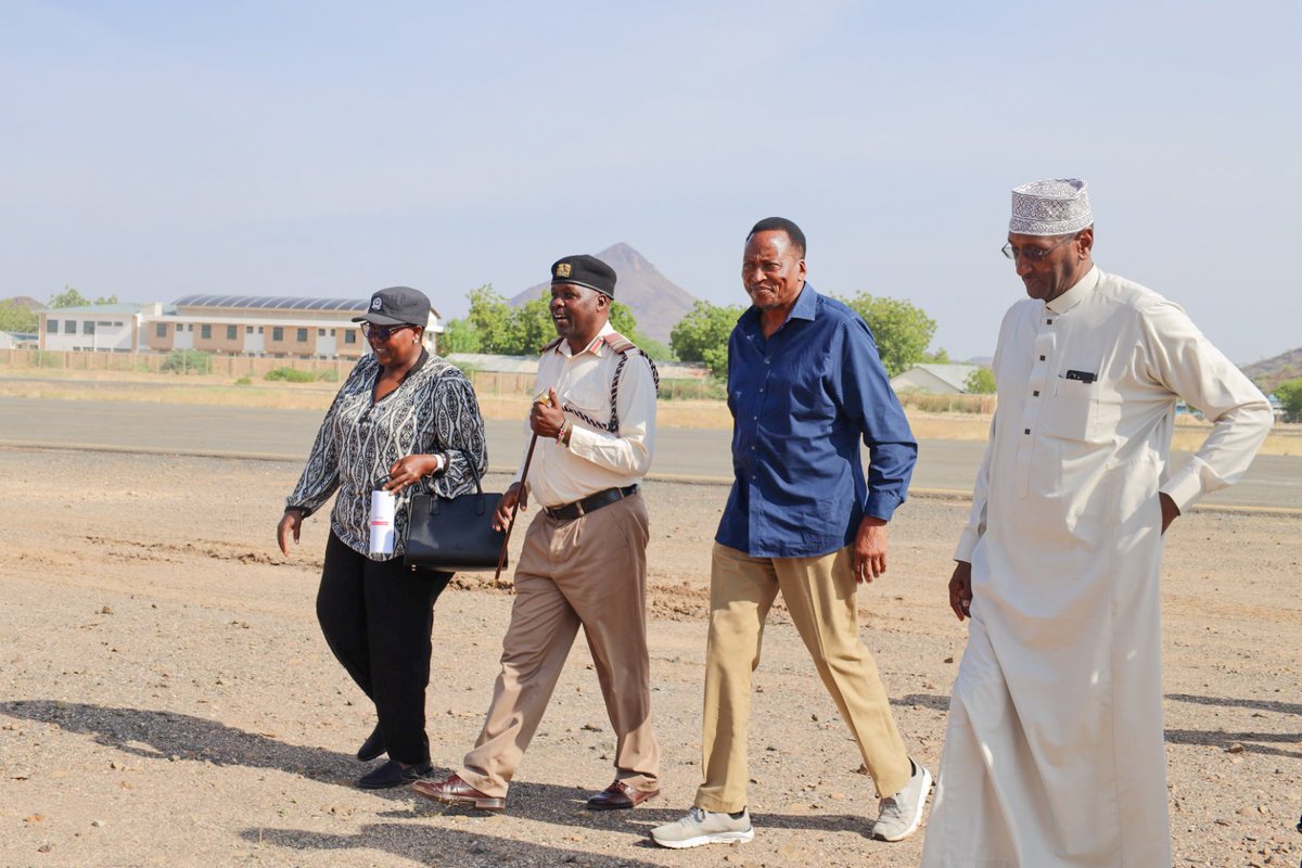 Senate_KE's tweet photo. The @SenCommitteeKE on Devolution and Intergovernmental Relations, led by Wajir Senator Mohamed Chute, lands at Lodwar Airstrip to conduct site visits to various development projects in Turkana County. https://t.co/Jh7xlNAKsH