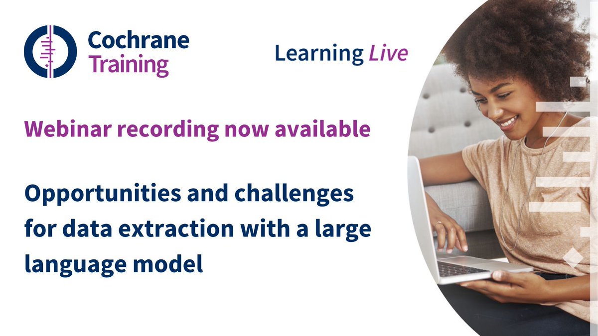 Interested in #AI developments in evidence synthesis? 🤖 Our thanks to Gerald Gartlehner for presenting in our #AI &amp; #cochranelearninglive webinar series! Catch up on the recording 🎥, freely open to everyone ➡️🔓🌎 training.cochrane.org/resource/oppor… <a href="/cochranecollab/">Cochrane</a>
