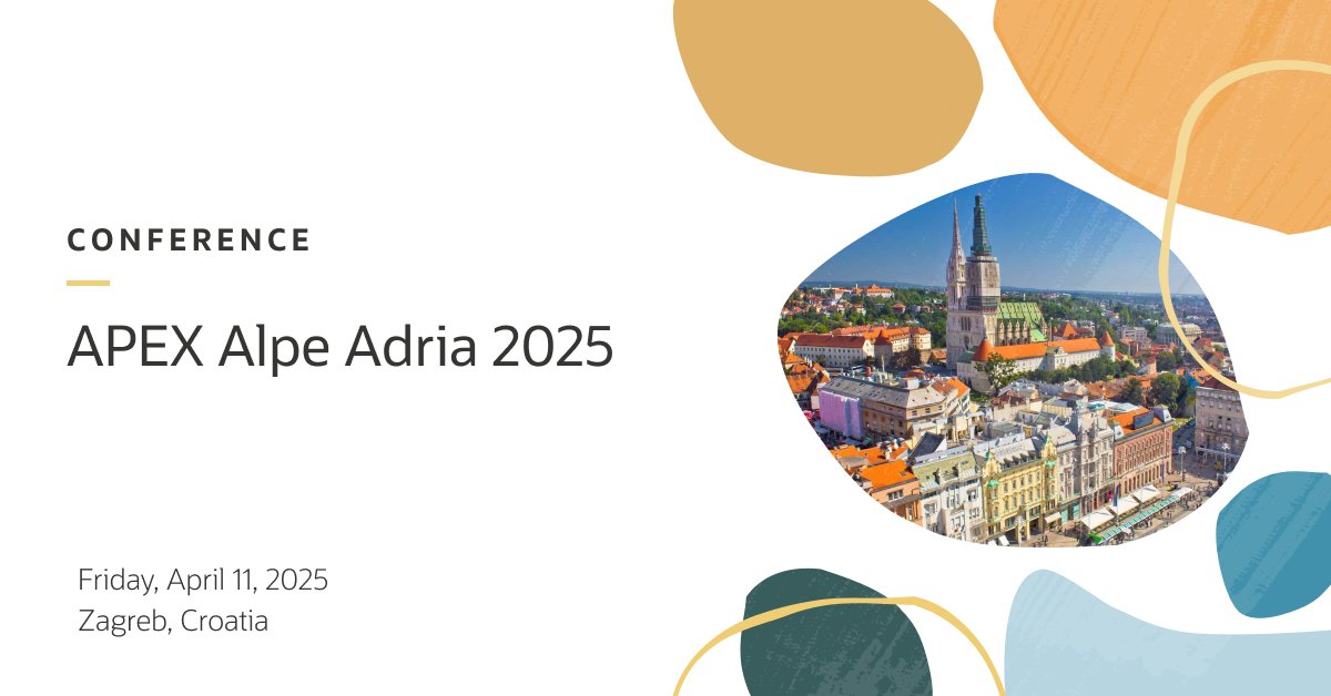 📌 Please join us at APEX Alpe Adria 2025 to learn more about GenDev, RAG, JSON, Workflow, and much more!

social.ora.cl/60130rGc3

#orclAPEX #LowCode