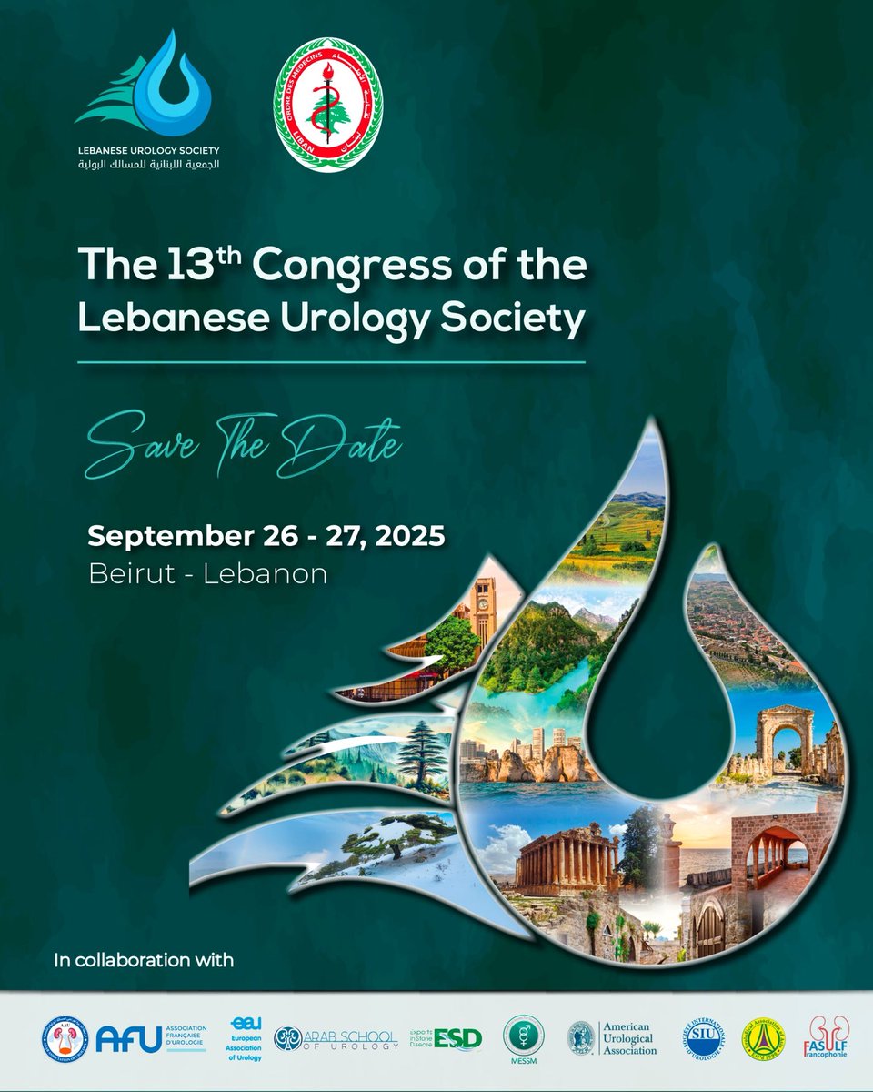 Khalil K Armache MD MBA FEBU (@armash63urology) on Twitter photo The 13th Congress of the Lebanese Urological Society. Save the Date 26-27 September Beirut Lebanon The 13th Congress of the Lebanese Urological Society. Save the Date 26-27 September Beirut Lebanon