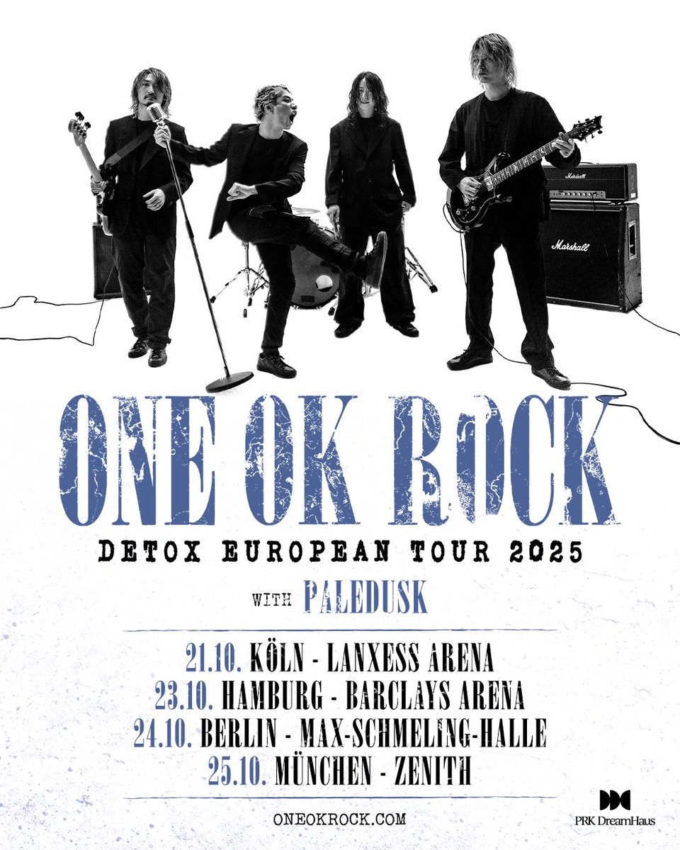 PRK DreamHaus (@prk_dreamhaus) on Twitter photo Die japanische Rock-Sensation <a href="/ONEOKROCK_japan/">ONE OK ROCK_official</a> feiert ihr 20-jähriges Jubiläum mit ihrer bisher größten Europatour! 🎸🔥
Tickets: prk-dreamhaus.com/talent/oneokro…
Artist Presale: 19.03. um 10 Uhr
o2 Presale: 19.03. um 10 Uhr
Bandsintown Presale: 20.03. um 10 Uhr
VVK-Start: 21.03. um 10 Die japanische Rock-Sensation <a href="/ONEOKROCK_japan/">ONE OK ROCK_official</a> feiert ihr 20-jähriges Jubiläum mit ihrer bisher größten Europatour! 🎸🔥
Tickets: prk-dreamhaus.com/talent/oneokro…
Artist Presale: 19.03. um 10 Uhr
o2 Presale: 19.03. um 10 Uhr
Bandsintown Presale: 20.03. um 10 Uhr
VVK-Start: 21.03. um 10